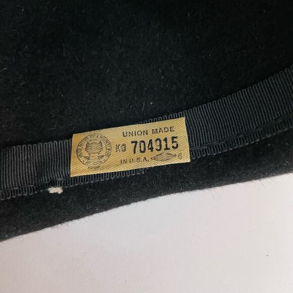 Vintage 1960s Union Made Bowknot Hat Ladies Black Wool Bucket Hat - Picture 6 of 11